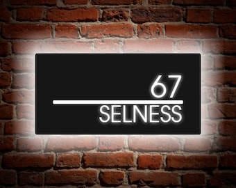 Custom Rectangular House Number Plaque,Street Address Sign,House Decor,Multiple Design Options,Outdoor House Number,Illuminated Address Sign
