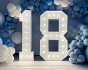 18 Number Marquee Letter Light，3ft/4ft/5ft Light Up Number Sign,Love/Marry Me Marquee Light For Birthday Wedding Party,Marquee Light Sign