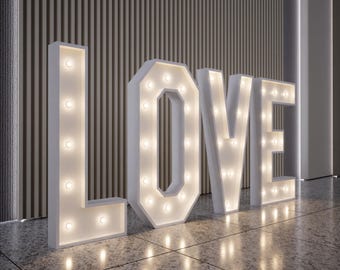 LOVE Marquee Lights - 2ft/3ft/4ft LED Letters, Battery & Plug-in, Custom Sizes / Fonts, Wedding Decor, Anniversary Gift, Photo Prop