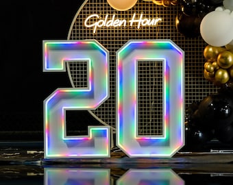 20 Marquee Numbers,Giant Marquee For 4ft/3ft Light Up,Numbers,Mr&Mrs/Love Marquee Light,Rainbow Number Marquee,For Birthday Party Light Sign