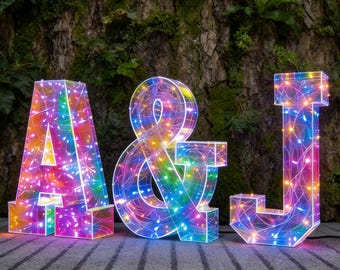 Letras gigantes de LED de 1,20 m para letreiros - Personagens personalizados para aniversários, chás de panela, eventos corporativos e decoração de palcos.