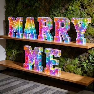 Romantic Glowing Marry Me Sign, 3ft 4ft Adjustable LED Marquee Letters for Engagement Proposal & Anniversary Gifting