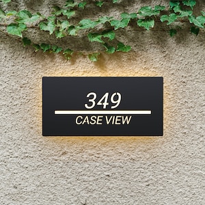 Personalized House Numbers Modern,Custom Acrylic House Number Sign,Address Lighted Plaque,Outdoor Number Light Signs,Modern Number Plaque