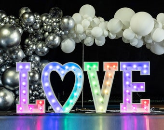 Love Marquee Letters,3ft/4ft Multi Color Large Signs, For Party,Giant Event Numbers,Marquee Love Letter Plans, Colorful Weeding Marquee Sign