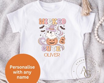Camiseta personalizada de Halloween, lindo regalo de Halloween, regalo para niños, camiseta para bebés, Halloween 2025, camiseta retro de Halloween, súper linda