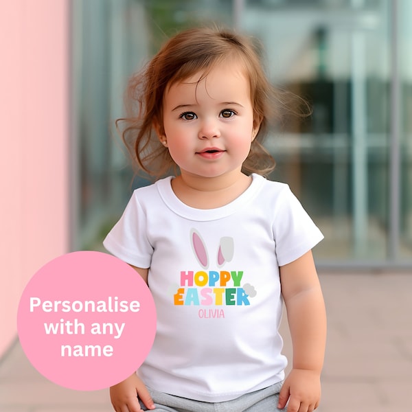 Personalised Easter T-shirt, Easter gift, children's gift, unisex, toddler t-shirt, Hoppy Easter, Easter 2024, Easter outfit, Easter gift
