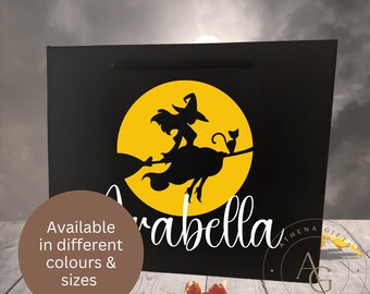 Personalised Halloween Gift Bag, Witch & Moon Gift Bag, Custom Halloween Sweet Bag, Halloween Party Bag, Boo bag, spooky gift