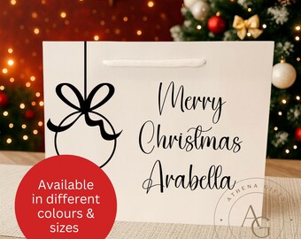 Personalisierte Weihnachtskugel Luxus Geschenktüte, Weihnachten 2025, festliche Geschenktüte, individuelle Namenstüte, Weihnachtsverpackung, Wichteln