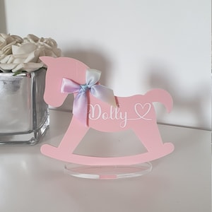 Personalised Rocking horse plaque, Freestanding Rocking horse sign, Nursery decor, Baby gift, baby shower gift, new baby