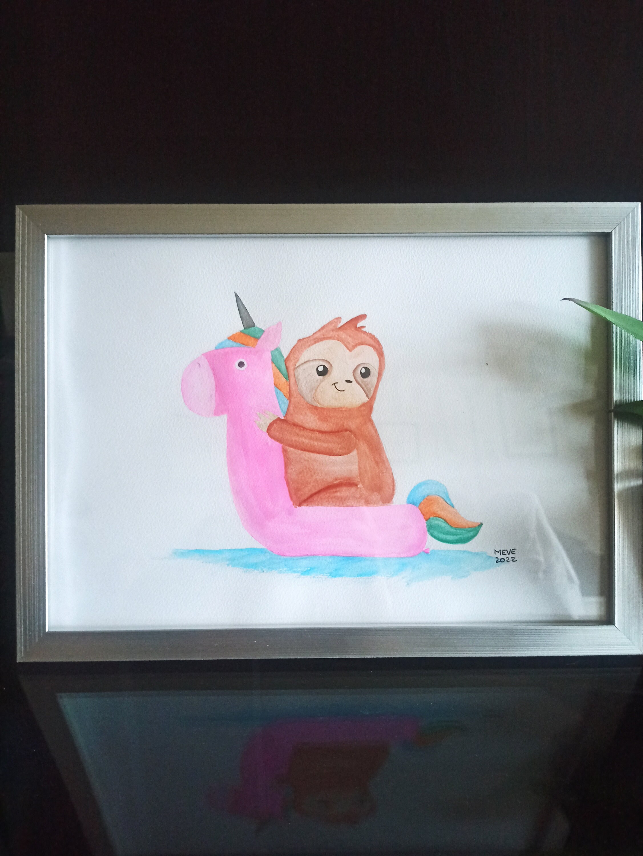 Peinture Aquarelle - Paresseux sur Bouée