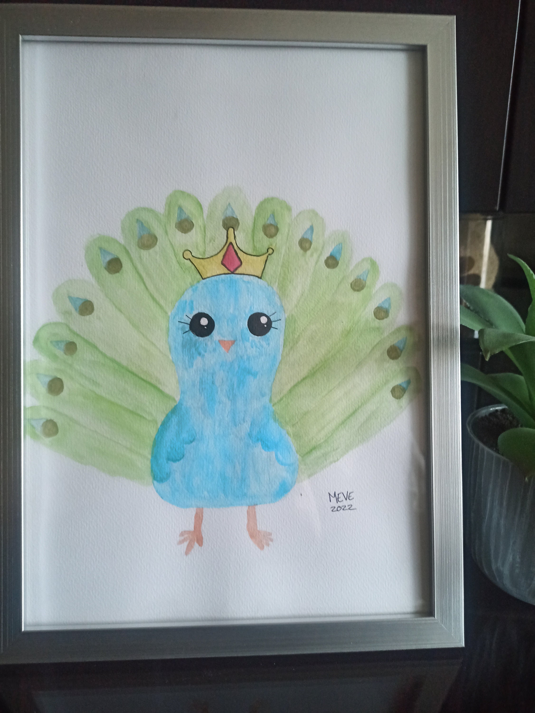 Peinture Aquarelle - Paon Faisant La Roue