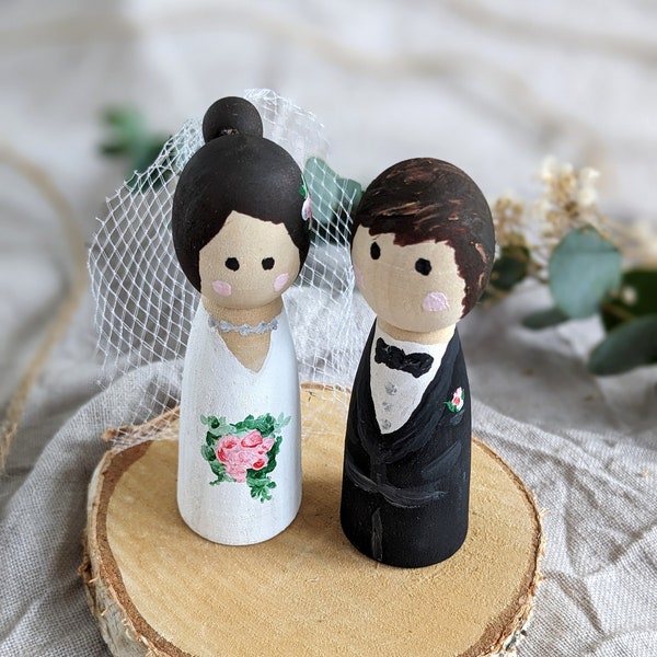 Tortenfiguren Hochzeit - Holzfiguren Brautpaar - Caketopper