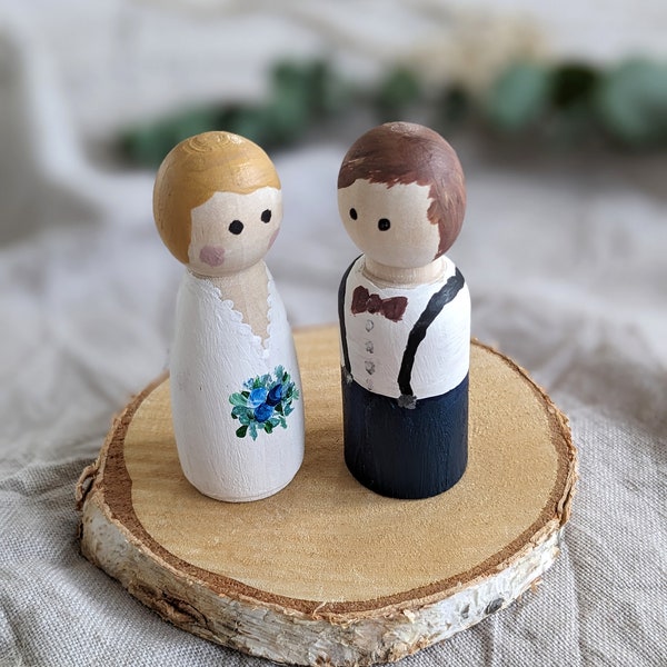 Tortenfiguren Hochzeit - Holzfiguren Brautpaar - Caketopper