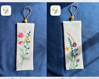 Handmade Floral Embroidered Bookmark: Cotton, DMC Threads