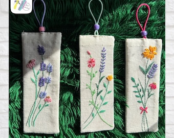 Handmade Floral Embroidered Bookmark: Cotton Reader Gift