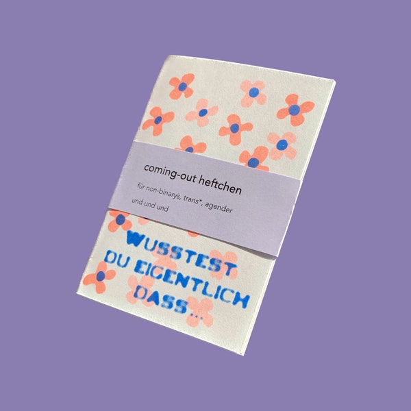 Wusstest du übrigens dass coming out Heftchen zine für queer non binary nicht binär enby trans gender riso print German