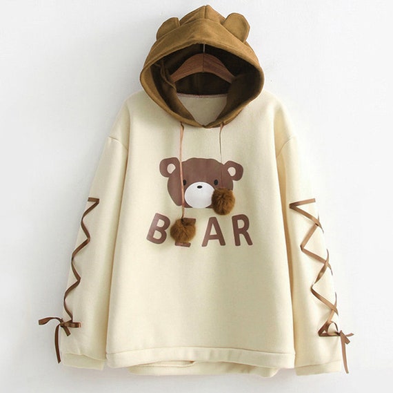 Kawaii Cute Bear Hoodie | Kawaii Hoodie | Streetwear Hoodie