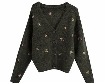 Embroidered Cardigan - Etsy