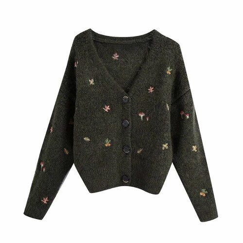 Embroidered Forest Cardigan Embroidered 