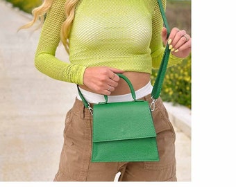Small Leather Fashion Handbag with crossbody strap