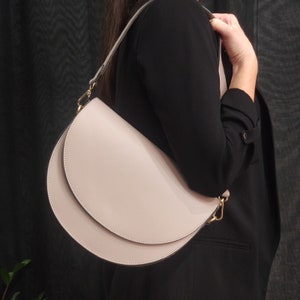 Halfmoon leather shoulder & crossbody bag