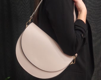 Halfmoon leather shoulder & crossbody bag