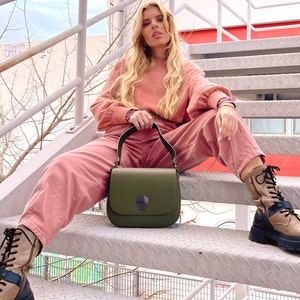 Soft leather shoulder and crossbody flap bag