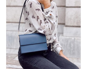 Leather shoulder & crossbody flap bag