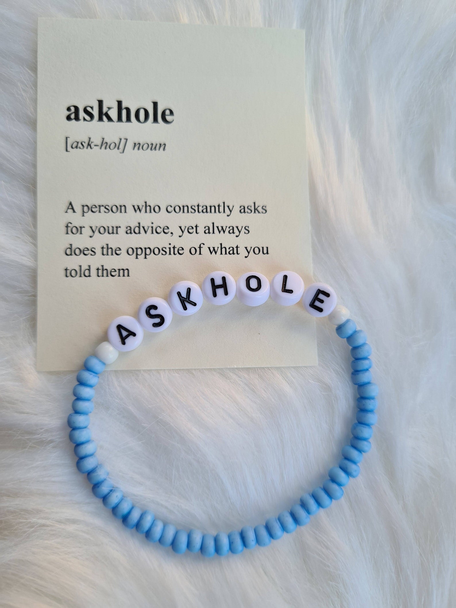 Funny Personalised Beaded Bracelet Slang Words Askhole Etsy Canada