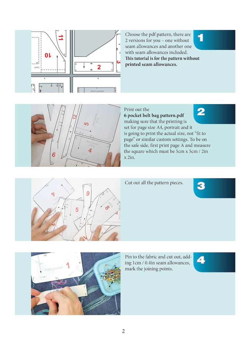 Pdf digital pattern for sewing 6 pocket BELT BAG / fanny pack / bum bag / hip bag / waist pouch video tutorial image 3