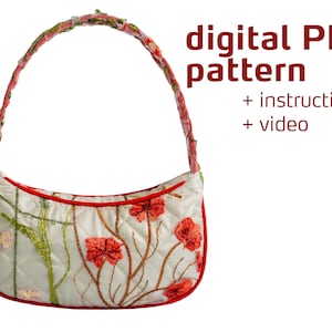 Abendtasche Schnittmuster/ gefütterte bauschige Umhängetasche, Clutch Tasche, klassische Tasche, Spitzentasche, Hochzeit Brauttasche, Damen Geldbörse, digitales pdf