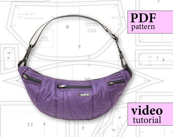 Croissant Bag Sewing Pattern PDF: Shoulder Bag with Pockets (A4/A0 Digital Download