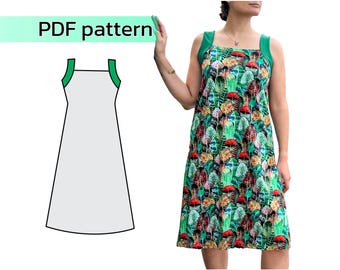 Simple Loose Fit Jersey Dress Sewing Pattern / Slip Maternity Midi Dress / UK size 16-18 / Easy