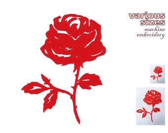 Rose Machine Embroidery Design: Floral Applique Pattern (3 Sizes) (Digital Download)