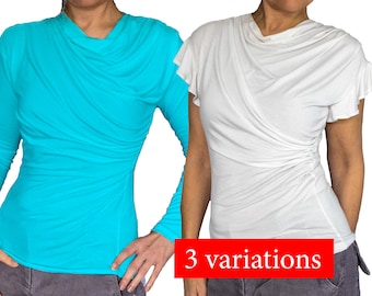 Jersey top pdf pattern sizes 12, 14, 16, 18, 20, 22 three variations