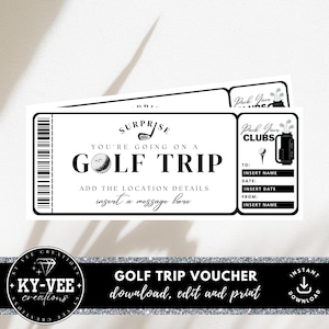 Szablon bonu upominkowego golf, NATYCHMIASTOWE POBIERANIE, Wydrukowany bon upominkowy golfowy, Wydrukowany bon upominkowy golfowy, Zrób to sam minimalny bon golfowy