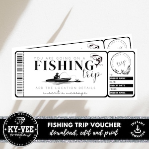 Printable Fishing Gift Certificate Template INSTANT DOWNLOAD Editable