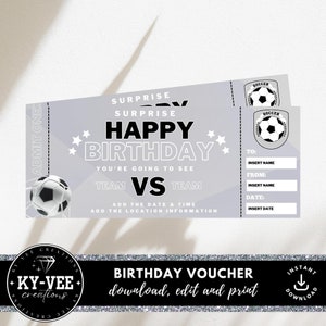 Druckbare Fußballtickets, SOFORTIGER DOWNLOAD, Fußballticketvorlage, Fußballgeburtstagsüberraschung, Sportveranstaltungsticketvorlage, Fußball Coupons