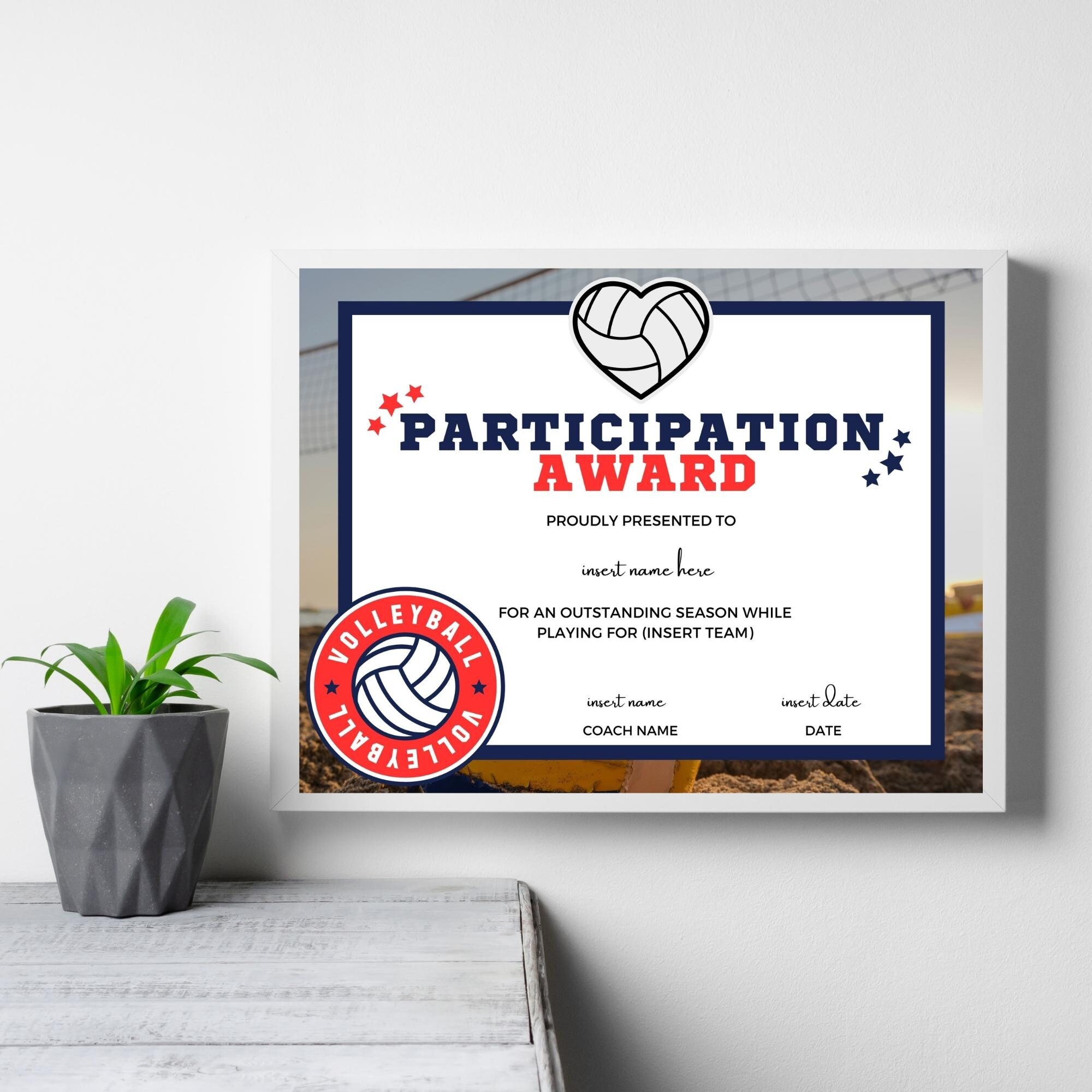 Printable Volleyball Award Templates, Editable Volley Certificate ...