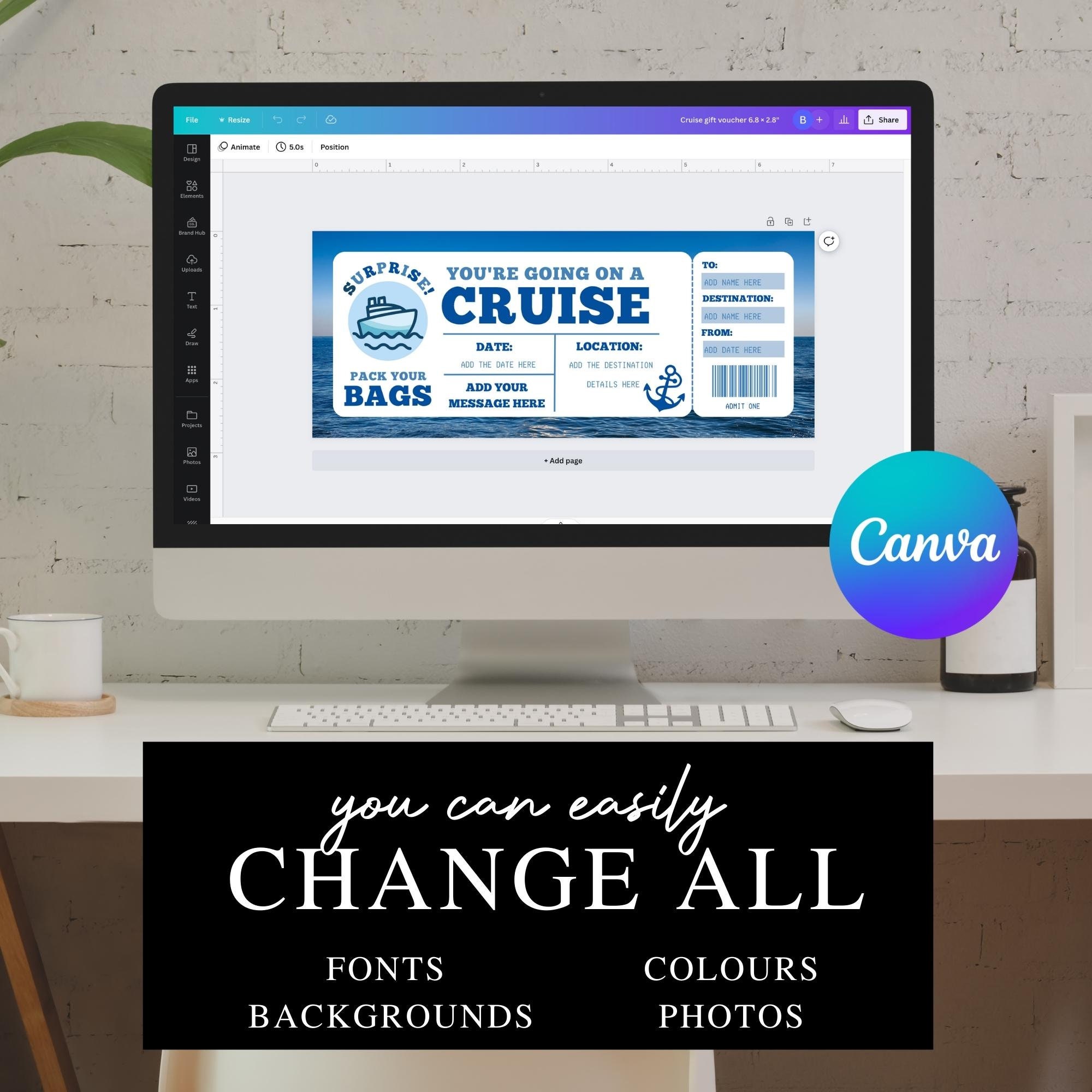 Cruise Boarding Pass Template INSTANT DOWNLOAD Printable - Etsy
