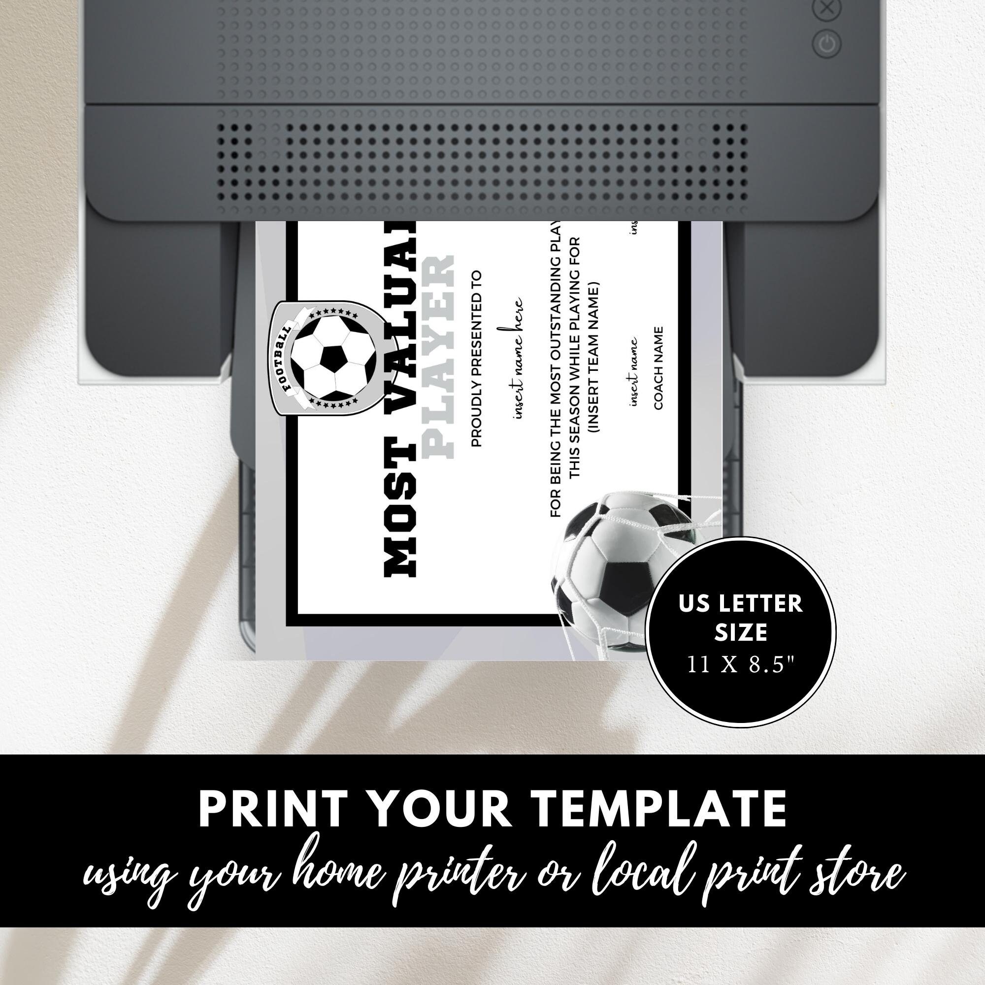 Football Certificate Template INSTANT DOWNLOAD Printable Most Football Certificate Template INSTANT DOWNLOAD Printable Most