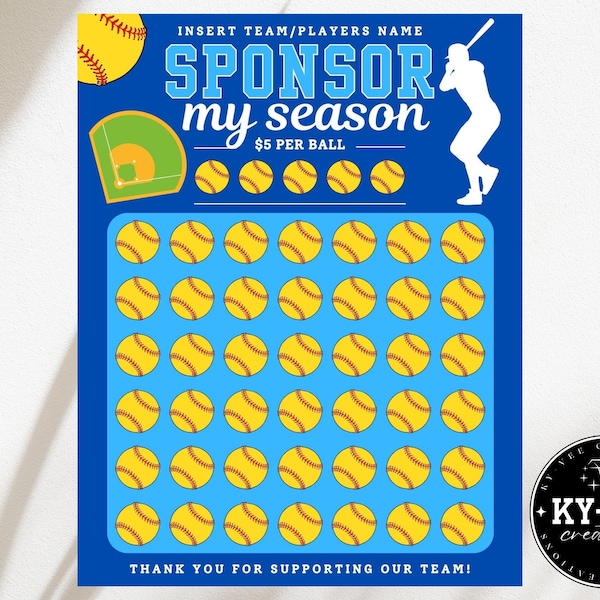 Black out my board softball fundraiser template, clear the board for sports team, printable pick a ball to donate, color in fundraise, blue