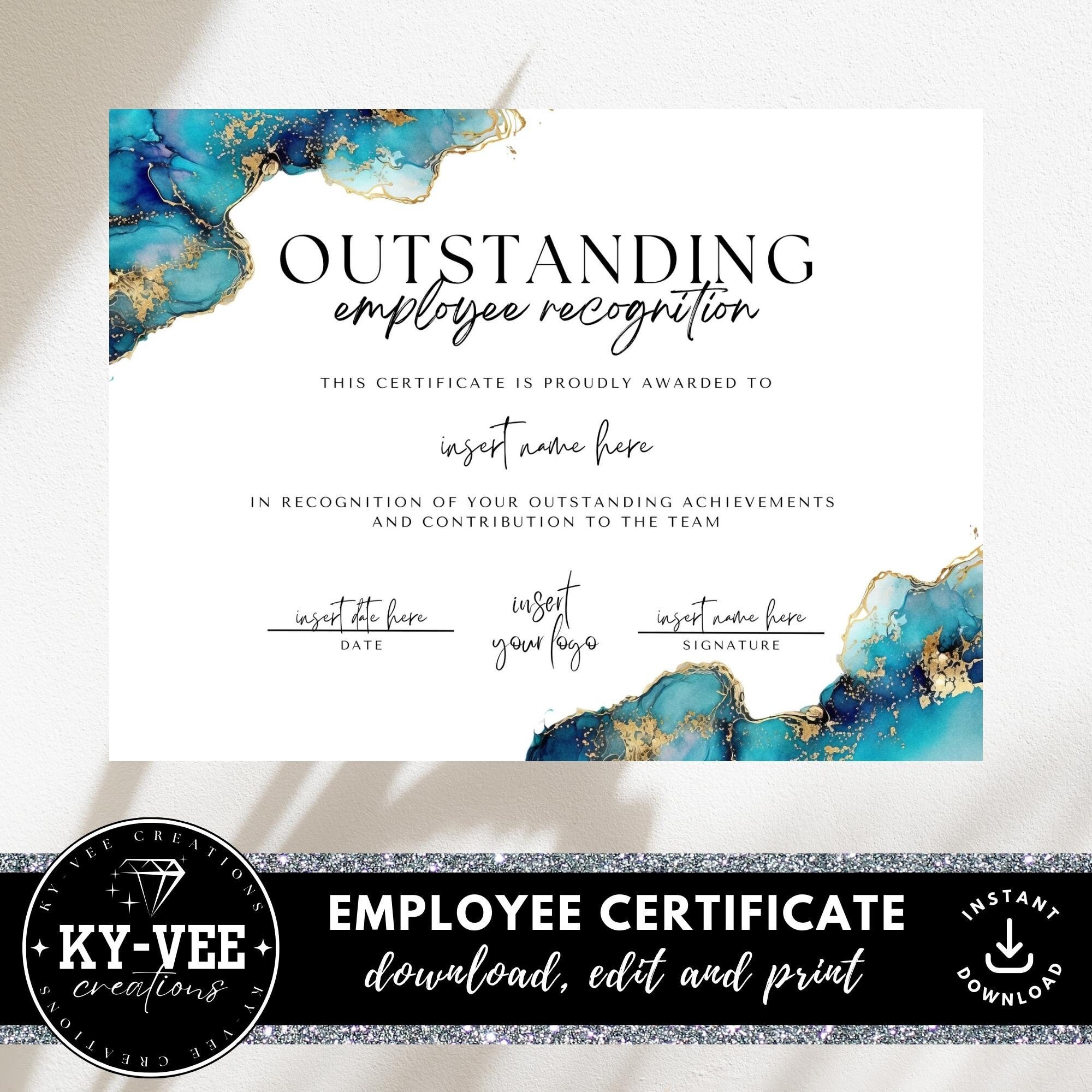 Employee Appreciation Certificate Template, INSTANT DOWNLOAD, Printable  Awards for Employees, Editable Employee of the Month Template - Etsy, image size:2000x2000