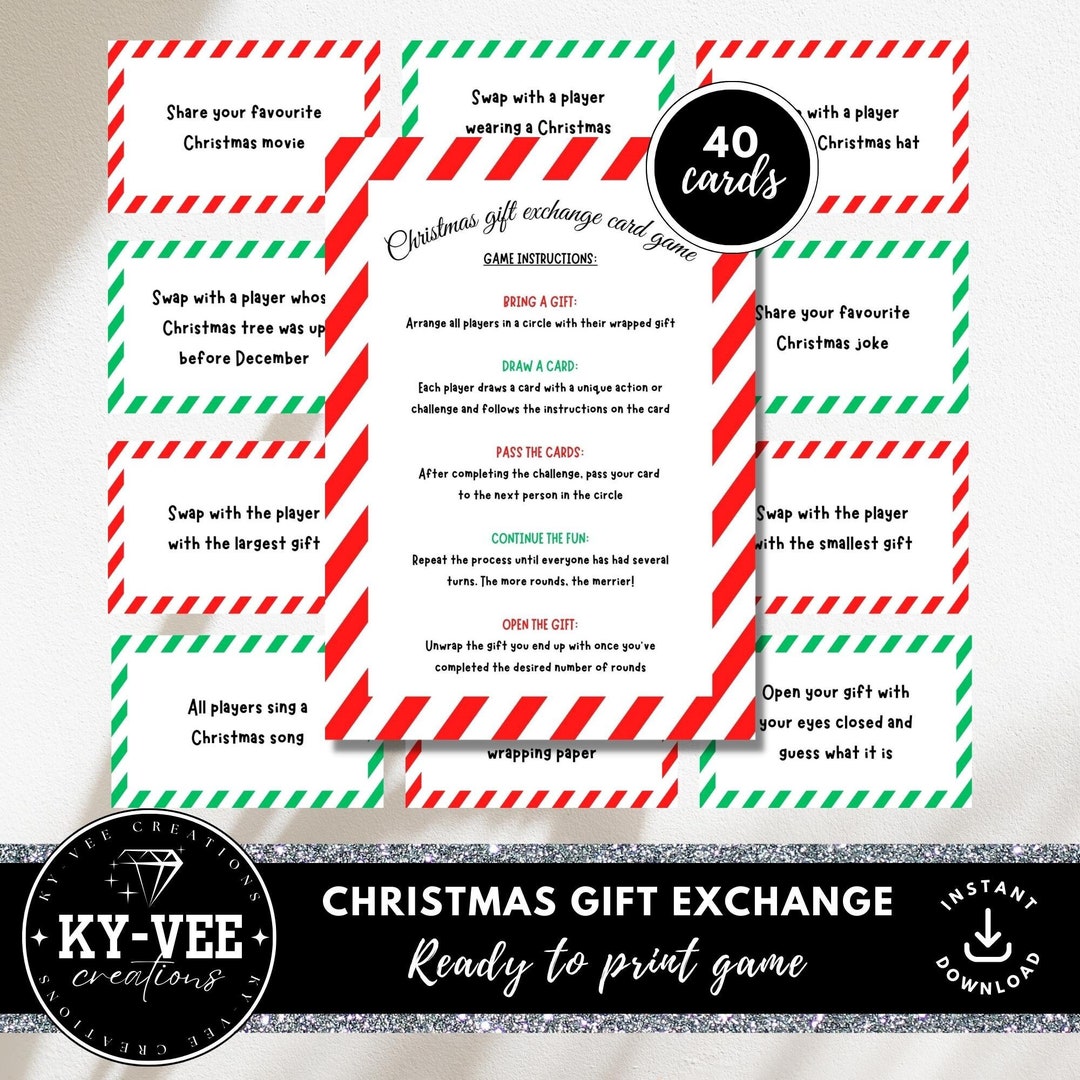 Christmas Gift Exchange Game Cards, Printable Exchanging Presents ...