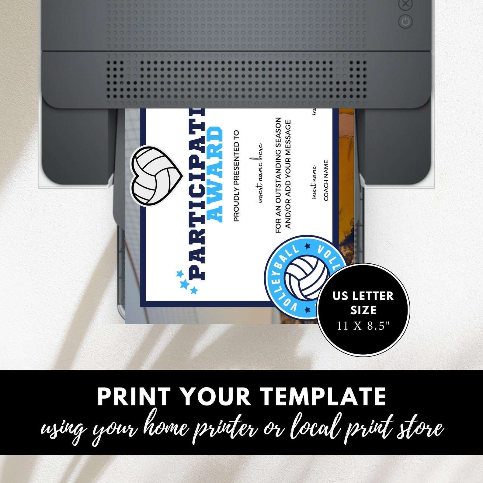 Printable Volleyball Award Templates, INSTANT DOWNLOAD, Editable ...