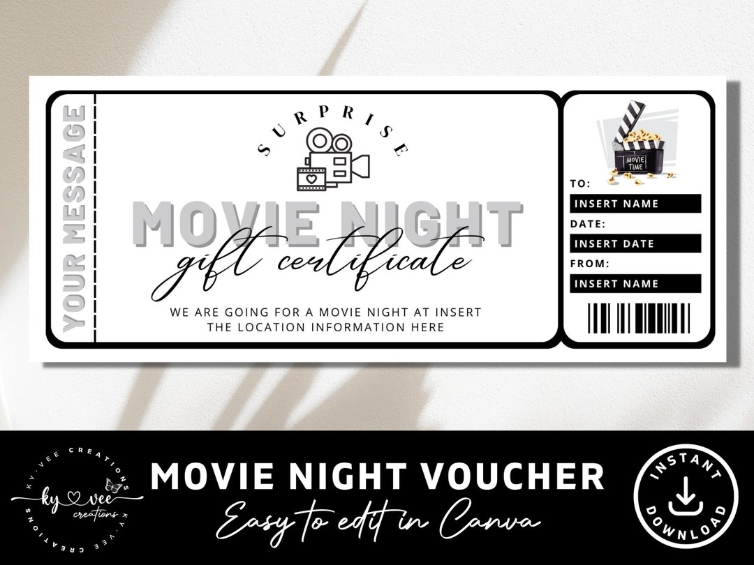 Fake Movie Tickets Printable INSTANT DOWNLOAD Stub Canva Etsy
