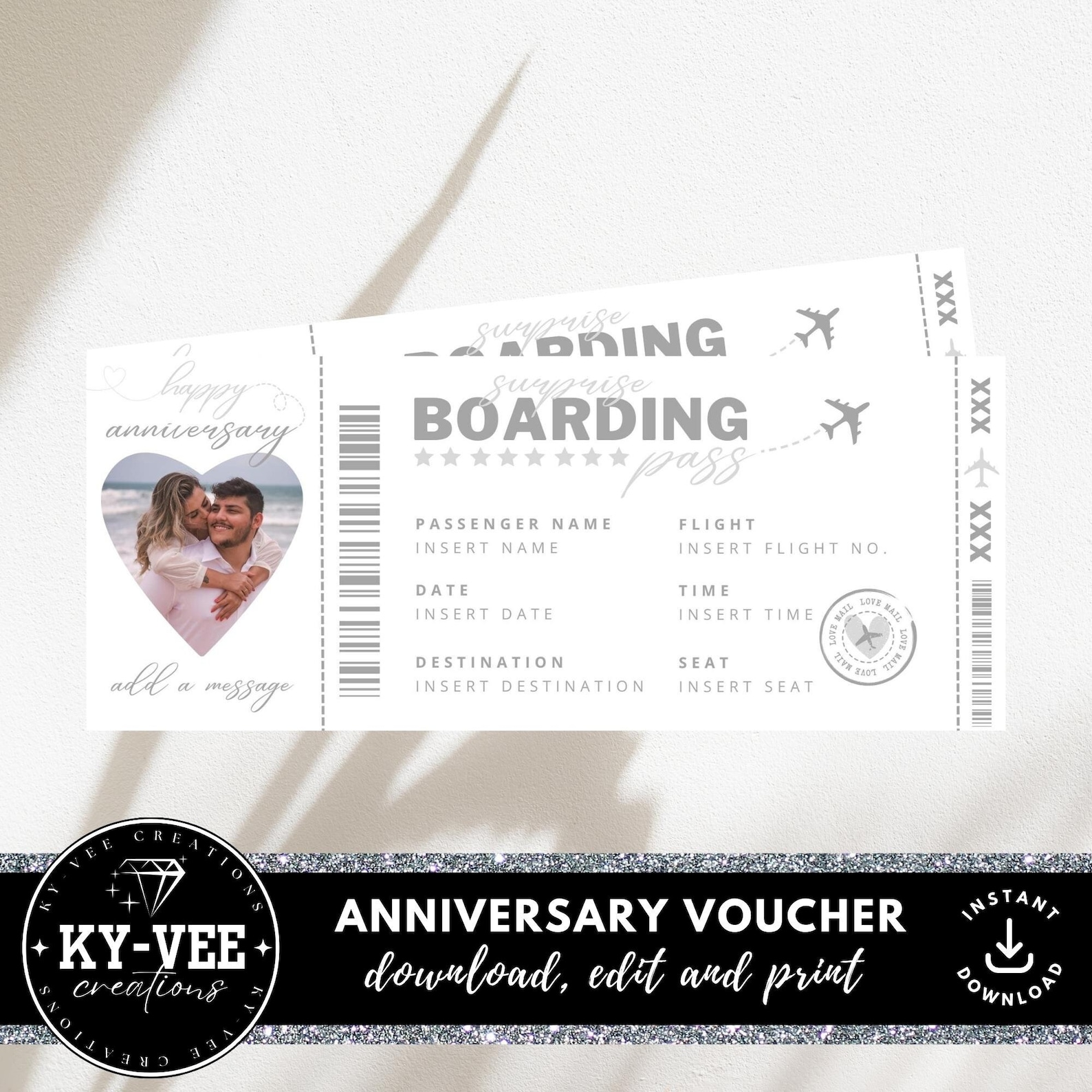 Fake Printable Plane Tickets, INSTANT DOWNLOAD, Surprise Anniversary ...