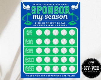 Golf tournament fundraiser template, clear the board, black out my board fundraising for sports team, printable donation poster, blue/green