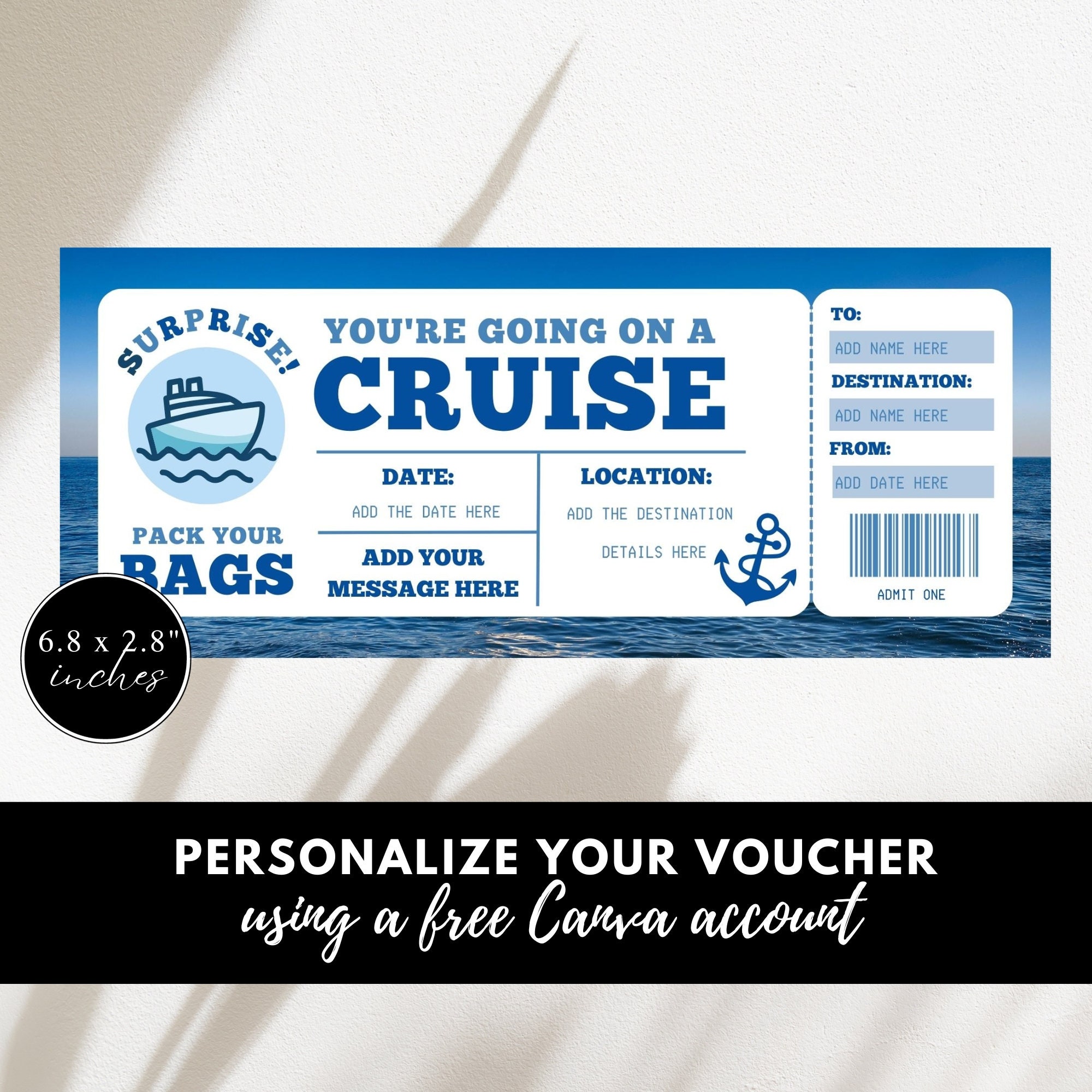 Cruise Boarding Pass Template, INSTANT DOWNLOAD, Printable Cruise Gift ...