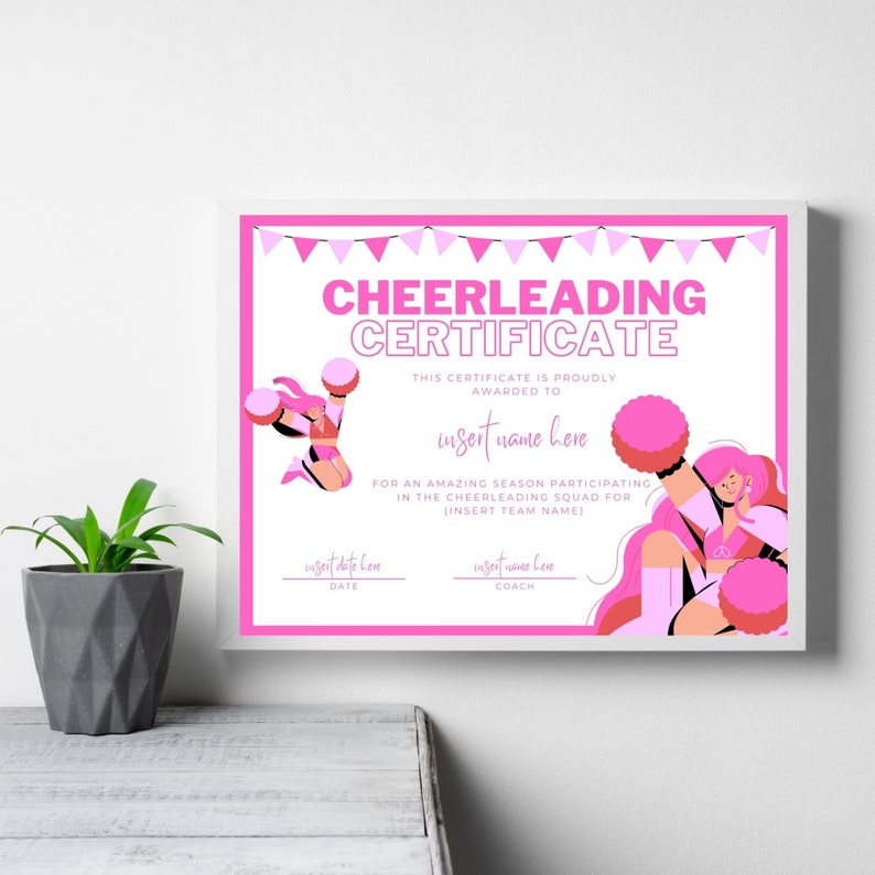Cheer Certificate INSTANT DOWNLOAD Editable Cheerleading Certificate Cheer Certificate INSTANT DOWNLOAD Editable Cheerleading Certificate